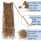 Boho Crochet Braids Human Hair 18 Inch Goddess Box Braids Crochet Hair for Black Women Human Hair Curls Pre looped Synthetic Boho Box Braid Crochet Hair Extensions(Brown, 77Strands)
