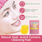 Turmeric Kojic Acid Cleansing Pads, Vitamin B5, Vitamin C Helps Balance Skin, 40 Pads Sugar Turmeric Cleansing Pads for Face