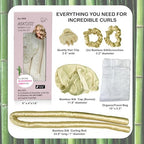 Sleep ‘N Curl - 100% Pure Biodegradable Bamboo Silk - Heatless Hair Curler KIT with Pure Bamboo Silk Cap (Bonnet) All Natural