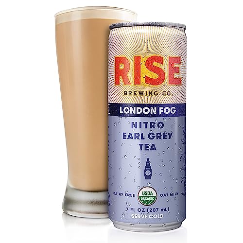 RISE Brewing Co. London Fog Earl Grey Tea, Oat Milk Nitro Latte, Vegan, USDA Organic, Non-GMO, Clean Energy, 7 fl. oz. Cans (12 Pack)