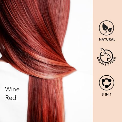 Wine Red Long-Lasting Hair Dye Shampoo, Burgundy 3 in 1 Hair Color Shampoo for Men & Women - 16.9 Fl Oz