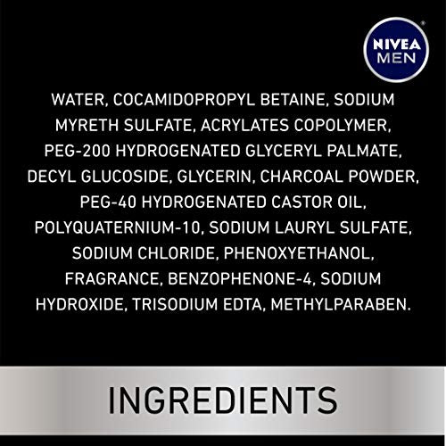 NIVEA MEN DEEP Cleansing Beard and Face Wash, Natural Charcoal Facial Cleanser Helps Remove Dirt and Excess Oils, 3 Pack of 3.3 Fl Oz Tubes