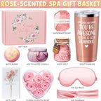 Birthday Gifts for Women Friendship, Rose Relaxing Spa Gifts Basket for Women Self Care Gifts Thank You Gifts Bath Set Valentines Day Gifts for Her Mom Sister Friends Wife Daughter Teacher Girlfriend