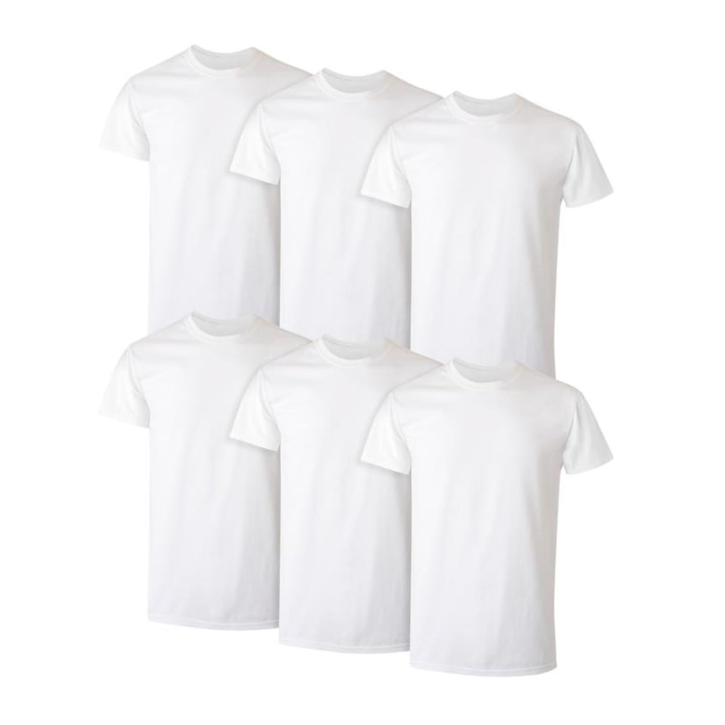 Hanes Men's Cotton, Moisture-Wicking Crew Tee Undershirts, Multi-Packs, White - 6 Pack, Small, 2135P6