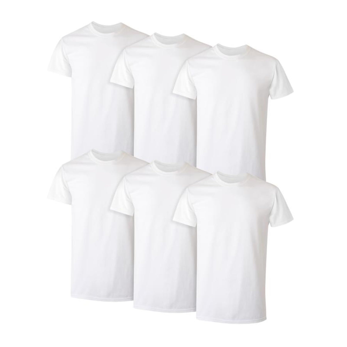 Hanes Mens Cotton, Moisture-wicking Crew Tee Undershirts, Multi-packs, White - 6 Pack, Medium US