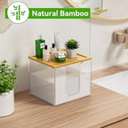 VITVITI Disposable Face Towel Holder Box, Acrylic Facial Towel Container for XL Clean Skin Club, Large Disposable Face Towel Storage with Bamboo Lid, for Bathroom, Vanity Makeup, Clear