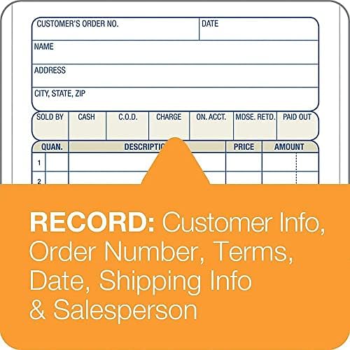 Adams Sales Order Book, 3-Part, Carbonless, 4-3/16" X 7-3/16" Inch, 50 Sets, White, Canary and Pink (TC4705) (12 Pack)