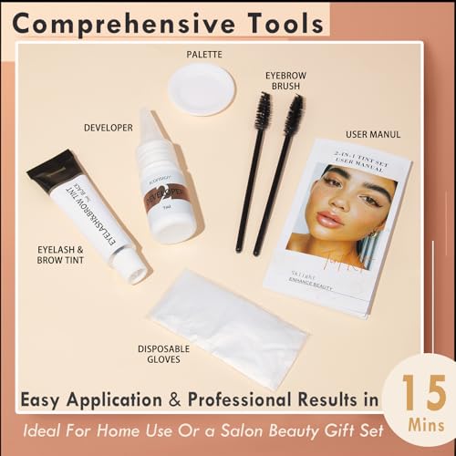 Lash Color Kit, Lasting for 4 Weeks Professional Eyelash & Eyebrow Color Kit, Instant Eyelash Color with Natural Ingredients, Safe & Easy to Use 7ml (Black)