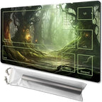 MTG Playmat Size 24x14in Free Storage Bags Non-Slip Backing, Ideal for Card Game Enthusiasts TCG Playmat (Forest Spirit Realm-Deck)