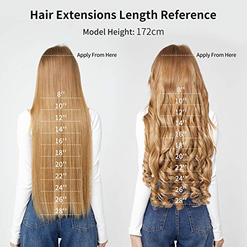 REECHO 18" Straight Long 4 PCS Set Thick Clip in on Hair Extensions Black Brown