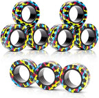 Magnetic Rings Fidget Toys Pack, Idea ADHD Fidget Toys, Adult Fidget Spinner Rings for Anxiety Relief Therapy, Great Gift for Adults Teens Kids 12 14 Years Old (9PCS)
