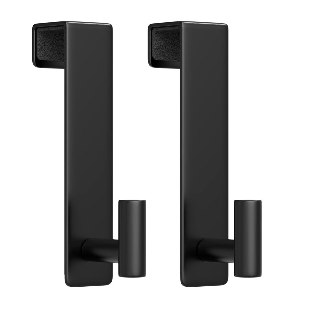 HUFEEOH Over The Door Hooks 2-Pack, Heavy Stainless Steel Coat & Towel Rack, No Drilling Scratch-Free Over Door Hanger Dorm Essentials Bathroom Accessories, Fits 1-3/4" Doors (Black) (T Shape)