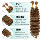 Boho Hair for Braiding Mix Synthetic Human Braiding Hair, 22 Inch Deep Wave Bundles Boho Braids, 2 Bundles Packs Bulk Curly Bohemian Hair Extensions (27#, 22 Inch)