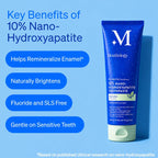 Mouthology 10% Nano Hydroxyapatite Toothpaste (3pk, Fluoride Free), Whitening*, Supports Enamel Care*, Appropriate for Sensitive Teeth*, SLS Free, Xylitol nHA Toothpaste Adults, Mint 4oz (USA Made)