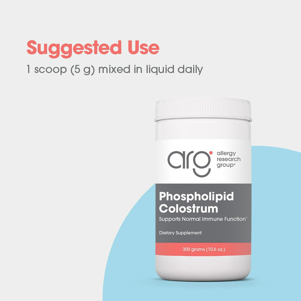 Allergy Research Group ARG Phospholipid Colostrum Powder - Bovine Colostrum Supplement - Immune & Gut Health Support - Sunflower Phospholipid Delivery - Hypoallergenic - 60 Servings - 300 g