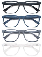 OLOMEE Large Reading Glasses Mens Oversized Wide Readers +2.00 Lightweight Square Magnifying Cheaters Glasses for Men W/Big Head 4 Pack