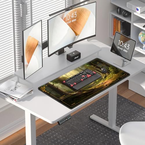 DEGDFSGR for TCG MTG Playmat with Zones 24 x 14 inches Non-Slip Rubber Base Commander Playmat for Magic The Gathering for Lorcana Trading Card Game, Sunshine Fairy Tale Forest