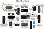 ThinOptics On- Nose Rectangular Portable & Convenient Readers for Men & Women, Thin & Durable Easily Attaches to Keychain, Backpack, Golf Bag, Blk Frames/Silver Case, 44 mm + 2.5