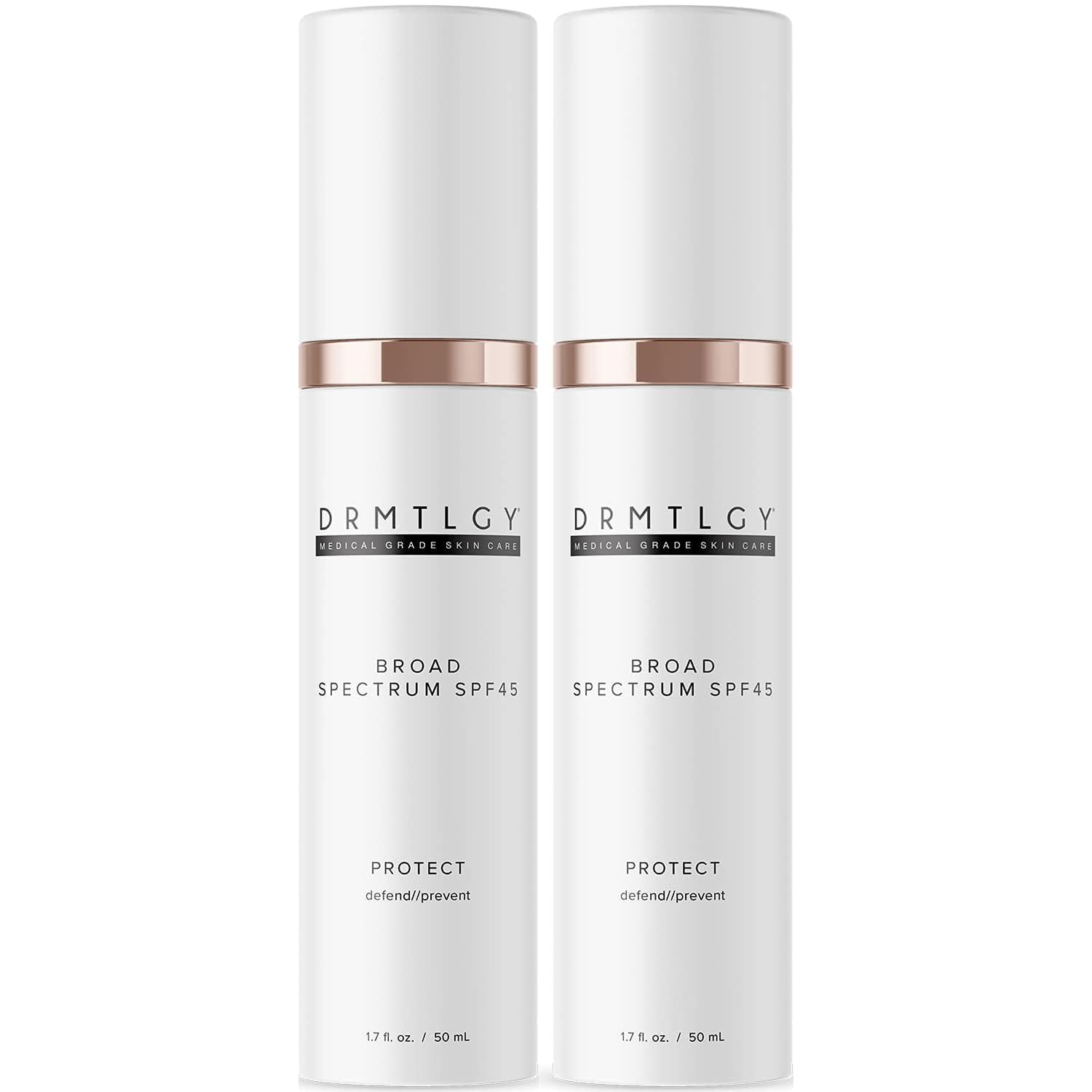 DRMTLGY Anti Aging Clear Face Sunscreen and Facial Moisturizer with Broad Spectrum SPF 45. Oil Free, Zinc Oxide Sunscreen For Sensitive Skin and Acne Prone Skin. 1.7 oz, 2 pack