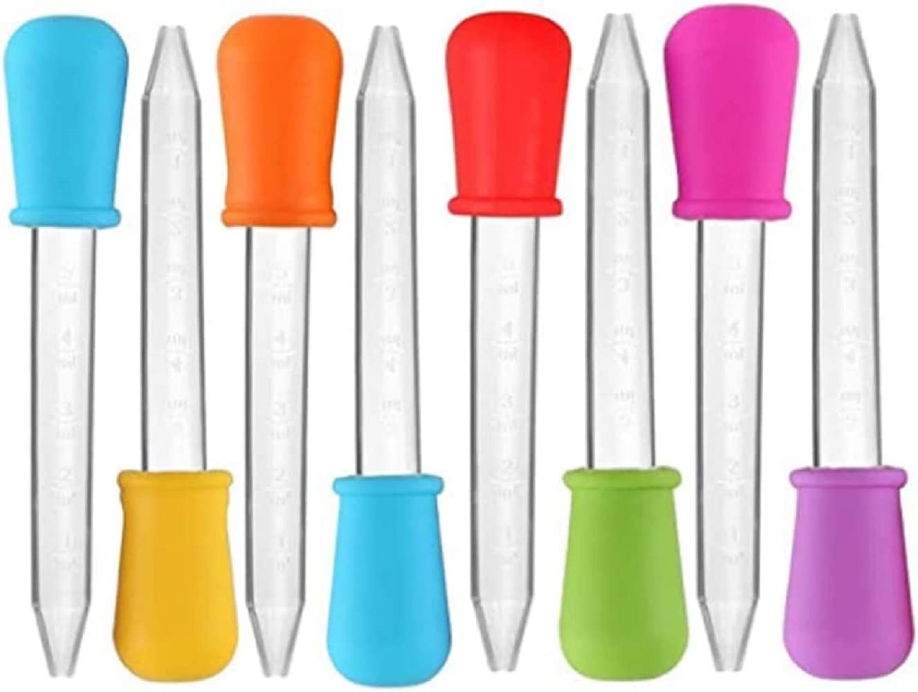 Yiasangly 5ml Liquid Droppers Clear Medicine Silicone and Plastic Pipettes Eye Dropper with Bulb Tip for Kids Candy Molds (8 Pack)