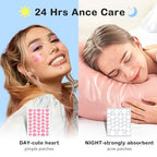Pimple Patches for Face 7 Sizes Day and Night Acne Patches Heart Zit Patches Cute Spot Stickers with Tea Tree & Centella Oil, Strong Adhesion Zit Covers (412 Count)
