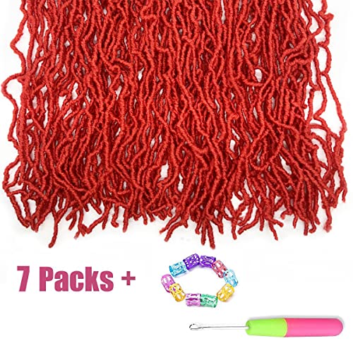 24 Inch 7 Packs Bright Red Soft Locs Crochet Hair Color New Faux Locs Pre-looped Super Lightweight Synthetic Hair Braids For Black Women(24inch, 7packs, red)