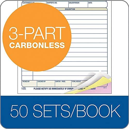 Adams Packing Slip Book, 3-Part, Carbonless, 5-9/16 x 7-5/16 Inches, 50 Sets per Pad (T5082),White/Canary/Pink