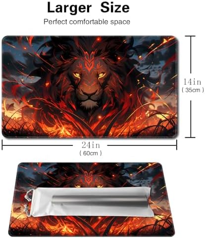 Board Game 14x24in MTG Playmat Compatible for OCG CCG RPG TCG Playmats (ONE-Lion 3)