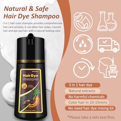 Dark Wine Red Hair Dye Shampoo 3 in 1, Hair Color Shampoo Burgundy for Men & Women Hair Colors in Minutes, Long-Lasting Hair Dye Shampoo Hair Color Shampoo for Men Women (Dark wine red)