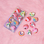 8PCS Cute Lip Gloss for Girls, Party Favors Lip Balm Set for Kids, Assorted Fruity Flavors Cute Cupcake of Rainbow Designs Birthday Gift