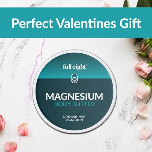 Magnesium Body Butter – New Improved Formula, Quick Ease for Tensed Legs, Tight Muscles & Sleep, Organic Ingredients with Pure Magnesium Oil, Topical Cream, 8oz
