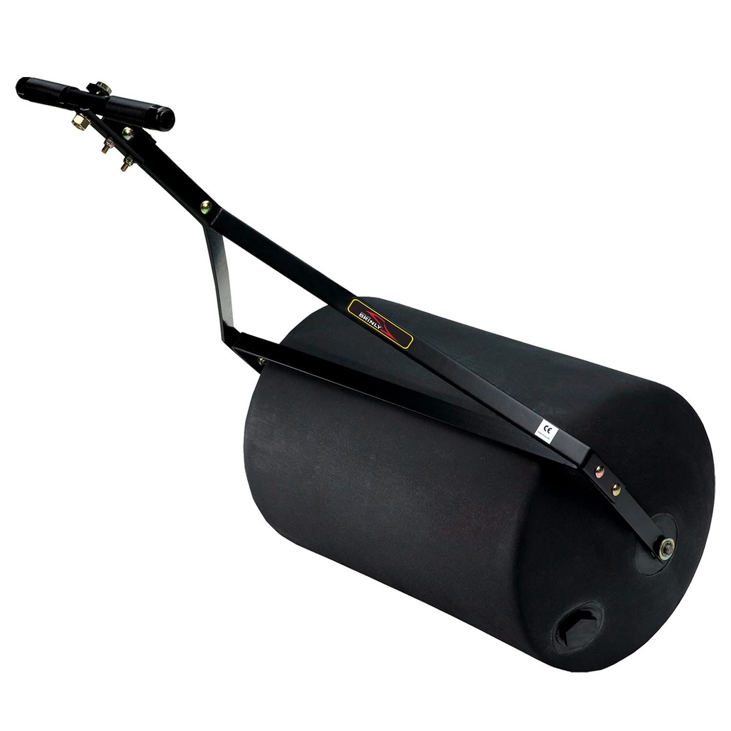 Brinly 270 lb. Combination Push/Tow Poly Lawn Roller with Easy-Turn Tethered Plug, 18 by 24" - Flat Black