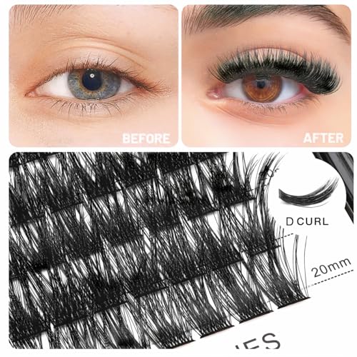 Mixed Size Kit with Applicator and Lash Bond & Seal 8-14mm/10-16mm/14-20mm Mix D Curl/DD Curl Makeup Cluster Grafting Eyelashes Individual Extension (8-14mm Mixed Lashes Kit)