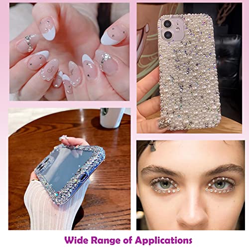 NOOEPC 660Pcs Face Gems Hair Gems, Self-Adhesive Face Jewels Eye Jewels Rhinestones 3/4/5/6 mm DIY Face Gems Stick on, Hair Body Rhinestones Gems Crystals Pearls for Face Eyes Makeup Body, Crafts