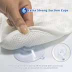 Bath Pillow, Bath Pillows for Tub Neck and Back Support, Bathtub Pillows for Head and Neck with 6 Strong Non-Slip Suction Cups, 4D Air Mesh, Bath Accessories Spa Gifts for Women(White+Grey)