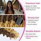 Lashey Human Braiding Hair Deep Wave 50g Bulk Human Hair for Braiding #4/27 Ash Brown Mix Honey Blonde 100% Virgin Hair Bulk No Weft Human Hair Extensions for Boho Braids 22 Inch