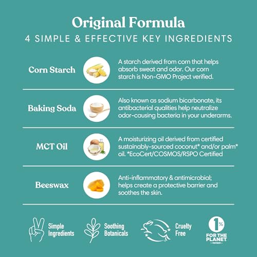 HUMBLE BRANDS Original Formula Aluminum-free Deodorant. Long Lasting Odor Control with Baking Soda and Essential Oils, Full and Travel Size, Mountain Lavender
