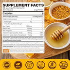 Bee Pollen Organic 1000mg, w/Propolis, Royal Jelly, Sugar Free Bee Pollen Gummies Rich in B-Vitamin, Antioxidants, Amino Acids, Bee Pollen Supplement for Energy, Skin & Immune (1 Pack)