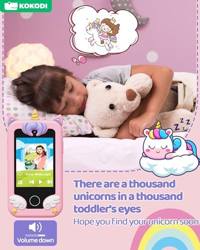KOKODI Kids Smart Phone, Touchscreen HD Dual Camera Cell Phone for Kids, Christmas Birthday Gifts Dinosaur Child Play Phone for Girls 3-10, Travel Toy Preschool Learning Education Toy