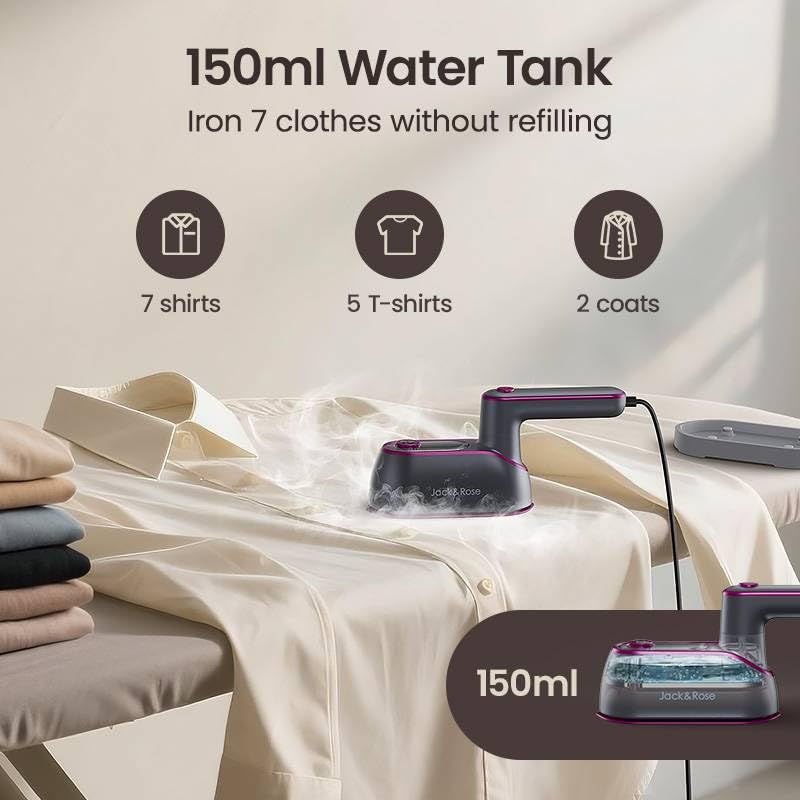 Jack ＆ Rose Travel Steamer Iron for Clothes,1200w Iron Steamer,Portable Handheld Travel Size Steamer iron,8S Fast Heat-Up，Large Ceramic Heat Panel