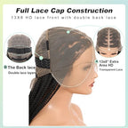 36 Inch 13X8 HD Lace Front Box Braided Wigs With Boho Curly Ends Knotless Braided Wig For Women Human Hair Blended Braids Lace Front Wig With Baby Hair Natural Black