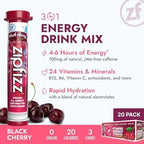 Zipfizz Energy Drink Powder, 20 Pack Electrolyte Mix with B12 -Black Cherry