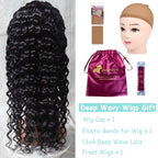 28Inch Deep Wave Lace Front Wigs Human Hair-13x4 HD Transparent Deep Wave Frontal Wigs Glueless Curly Wigs for Women 180% Density Curly Lace Front Wigs Human Hair Pre Plucked with Baby Hair