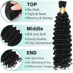 Human Braiding Hair for Boho Braids Natrual Black Deep Wave Bulk Boho Braids Human Hair for Boho Knotless Braids Curly Bohemian Boho Hair for Braiding 160g 2 Bundles No Weft (1B 24inch)