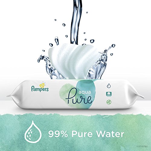 Pampers Pure Disposable Baby Diapers, Hypoallergenic and Fragrance Free Protection Size 2, 128 Ct. with Aqua Pure 4X Pop-Top Sensitive Water Baby Wipes, 224 Ct.