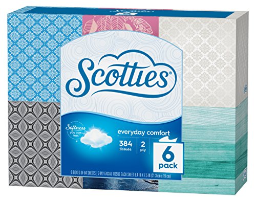Scotties Everyday Comfort Facial Tissues, 64 Tissues per Box, 6 Pack