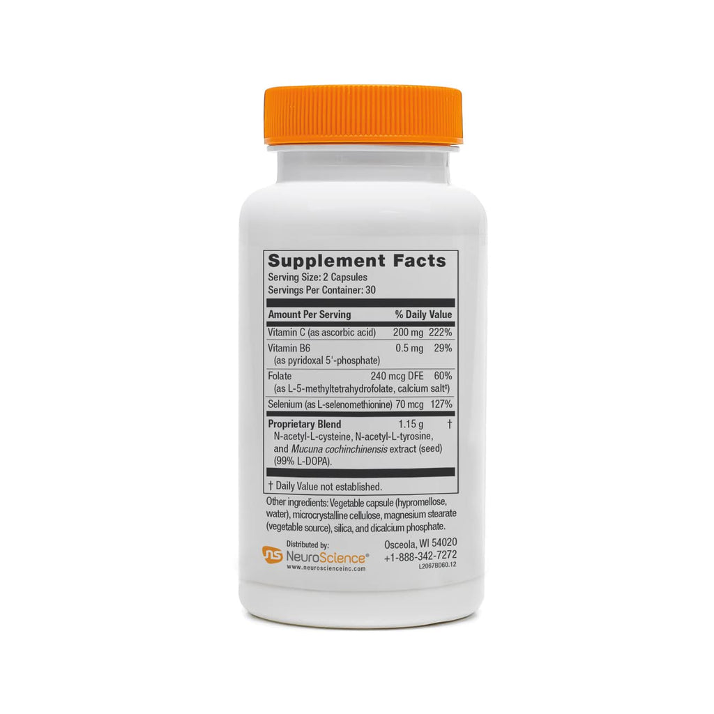 NeuroScience Balance D - Mood Support Supplement for Energy, Focus & Brain Health - Vitamin B6, Folate & More - Aid Dopamine Synthesis for Healthy Craving Control & Cognition (60 Capsules)