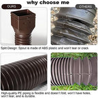 11.5ft Long Gutter Downspout Extensions Flexible, Drain Downspout Extender, Down Spout Drain Extender, Gutter Connector Rainwater Drainage, Extendable from 2.6ft to 11.5ft(Brown)
