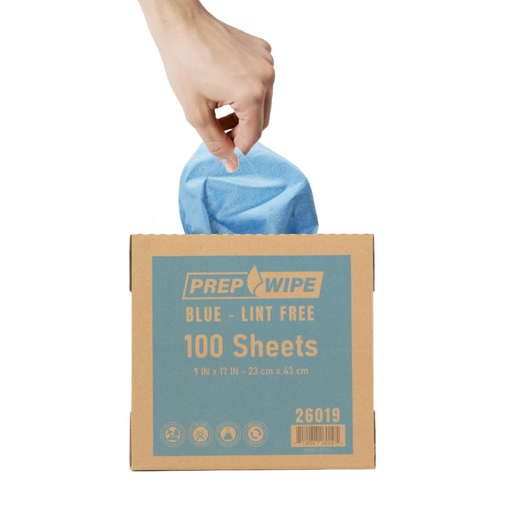 Prep Wipe Lint Free Cleaning Towels Pack of 100 Sheets 9" x 17" (BLUE)