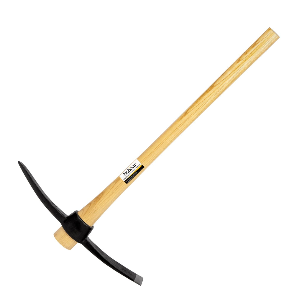 Nohovu Pickaxe with Wood Handle, Heavy Duty Forged Steel Pick Axe for Digging, 36 Inches (406I)